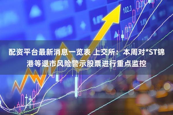 配资平台最新消息一览表 上交所：本周对*ST锦港等退市风险警示股票进行重点监控