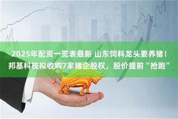 2025年配资一览表最新 山东饲料龙头要养猪！邦基科技拟收购7家猪企股权，股价提前“抢跑”
